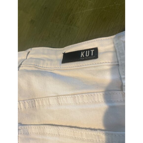 Kut From The Kloth White High-Waisted Frayed Hem Skinny Jeans Size 2 - Picture 4 of 6